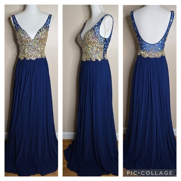 JVN by Jovani Dresses & Skirts - JVN Jovani JVN20381BG Royal Blue Beaded Dress